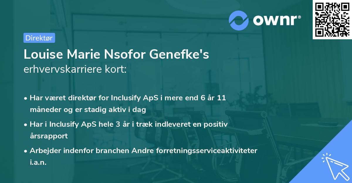 Louise Marie Nsofor Genefke's erhvervskarriere kort