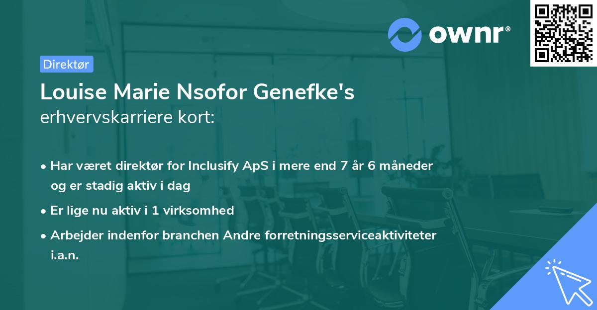 Louise Marie Nsofor Genefke's erhvervskarriere kort