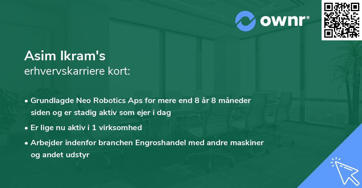 Asim Ikram's erhvervskarriere kort