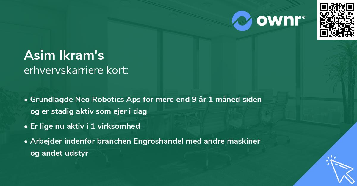 Asim Ikram's erhvervskarriere kort