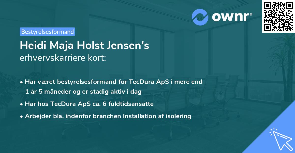 Heidi Maja Holst Jensen's erhvervskarriere kort