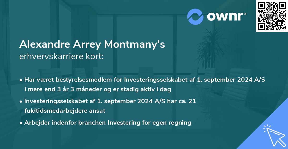 Alexandre Arrey Montmany's erhvervskarriere kort