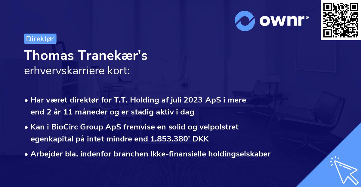 Thomas Tranekær's erhvervskarriere kort