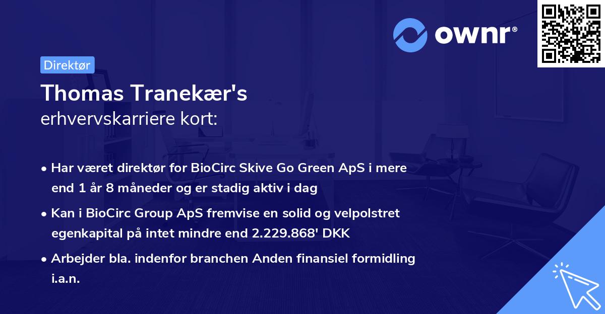 Thomas Tranekær's erhvervskarriere kort