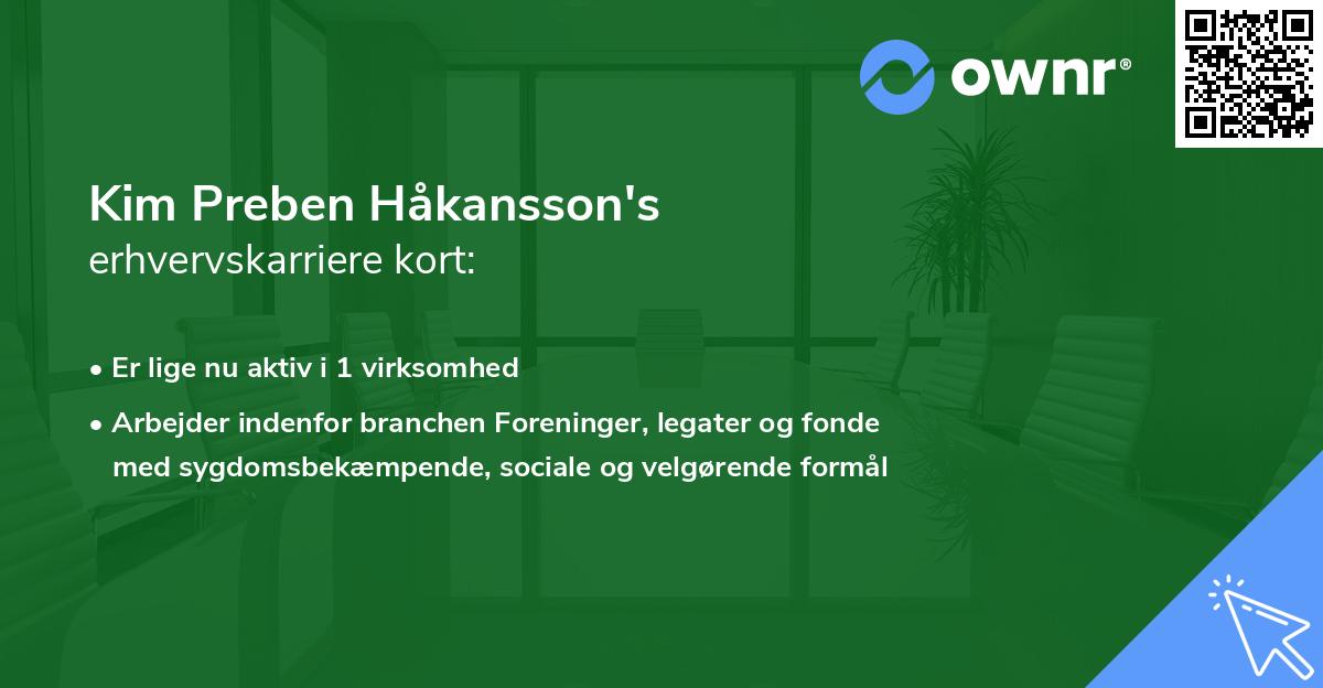 Kim Preben Håkansson's erhvervskarriere kort