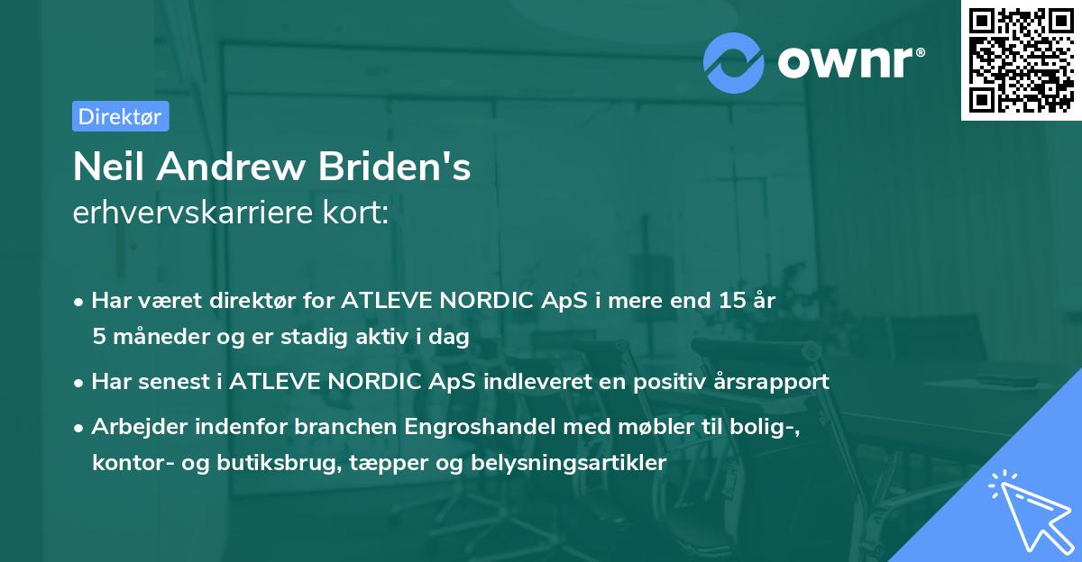 Neil Andrew Briden's erhvervskarriere kort
