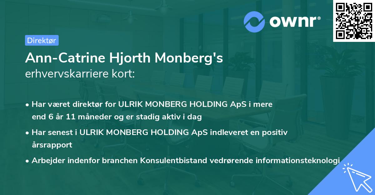Ann-Catrine Hjorth Monberg's erhvervskarriere kort
