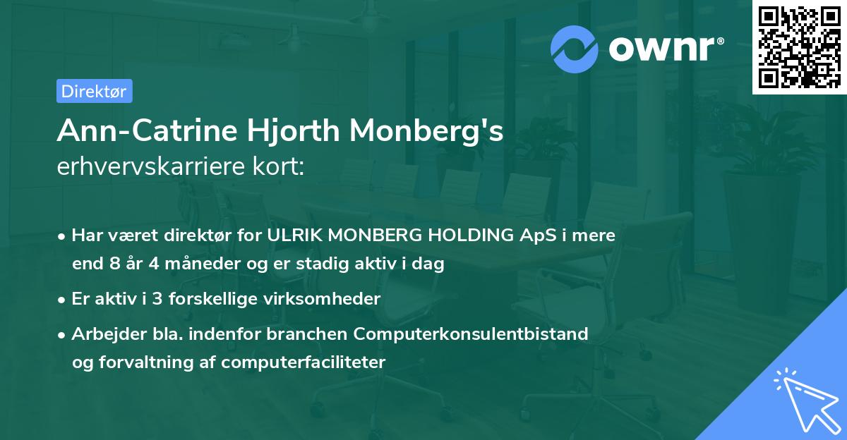 Ann-Catrine Hjorth Monberg's erhvervskarriere kort