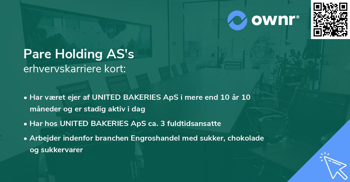 Pare Holding AS's erhvervskarriere kort