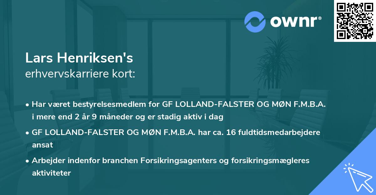 Lars Henriksen's erhvervskarriere kort