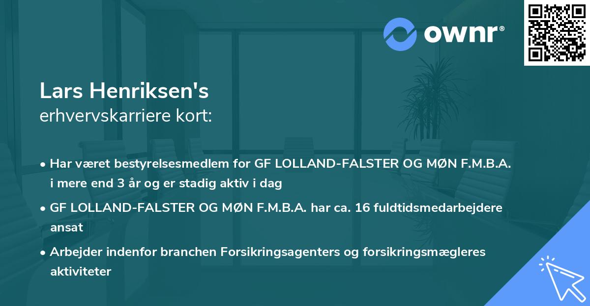 Lars Henriksen's erhvervskarriere kort