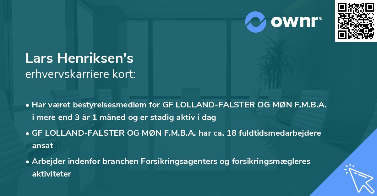 Lars Henriksen's erhvervskarriere kort