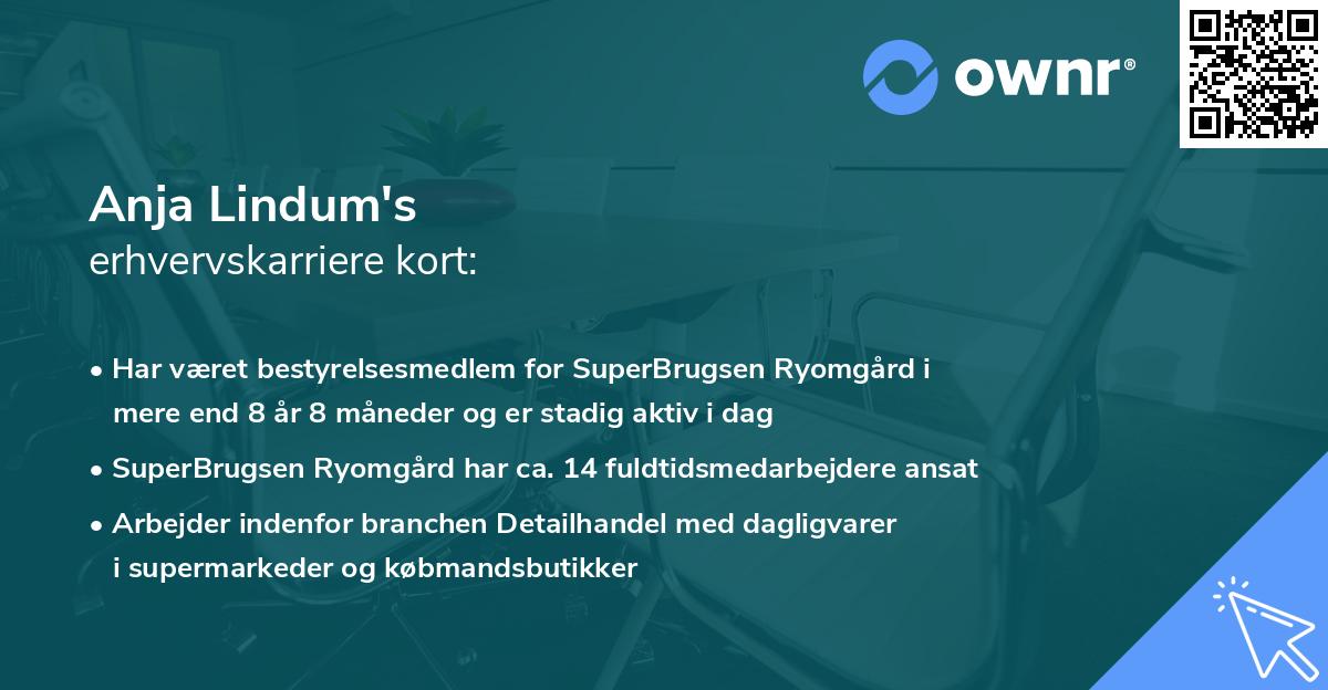 Anja Lindum's erhvervskarriere kort