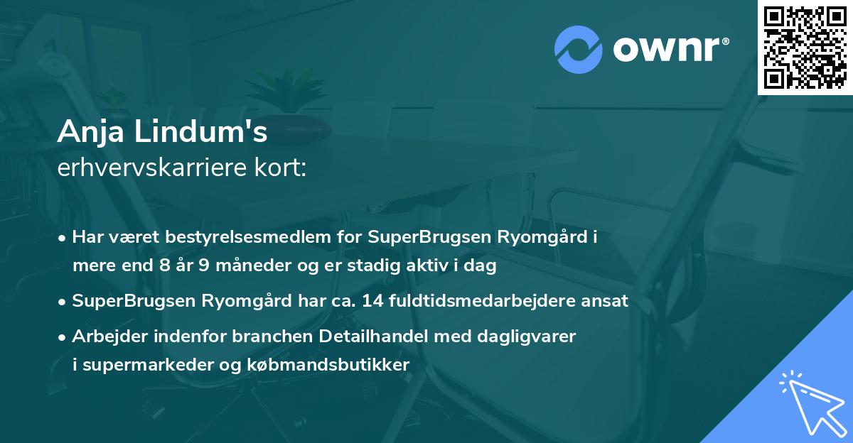 Anja Lindum's erhvervskarriere kort