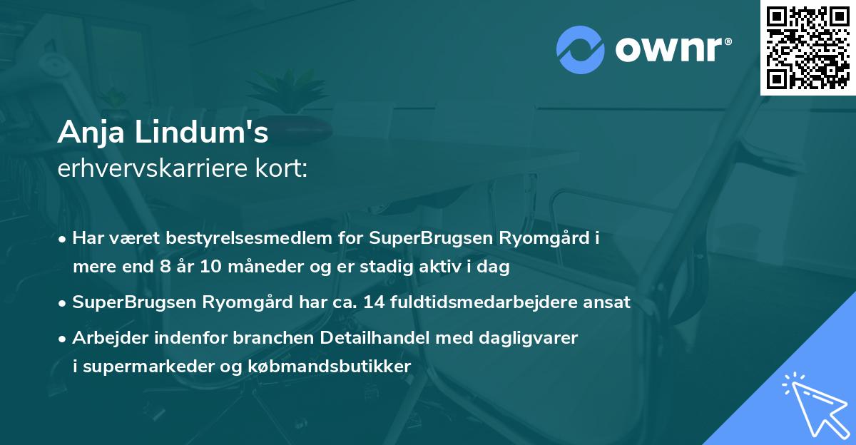 Anja Lindum's erhvervskarriere kort