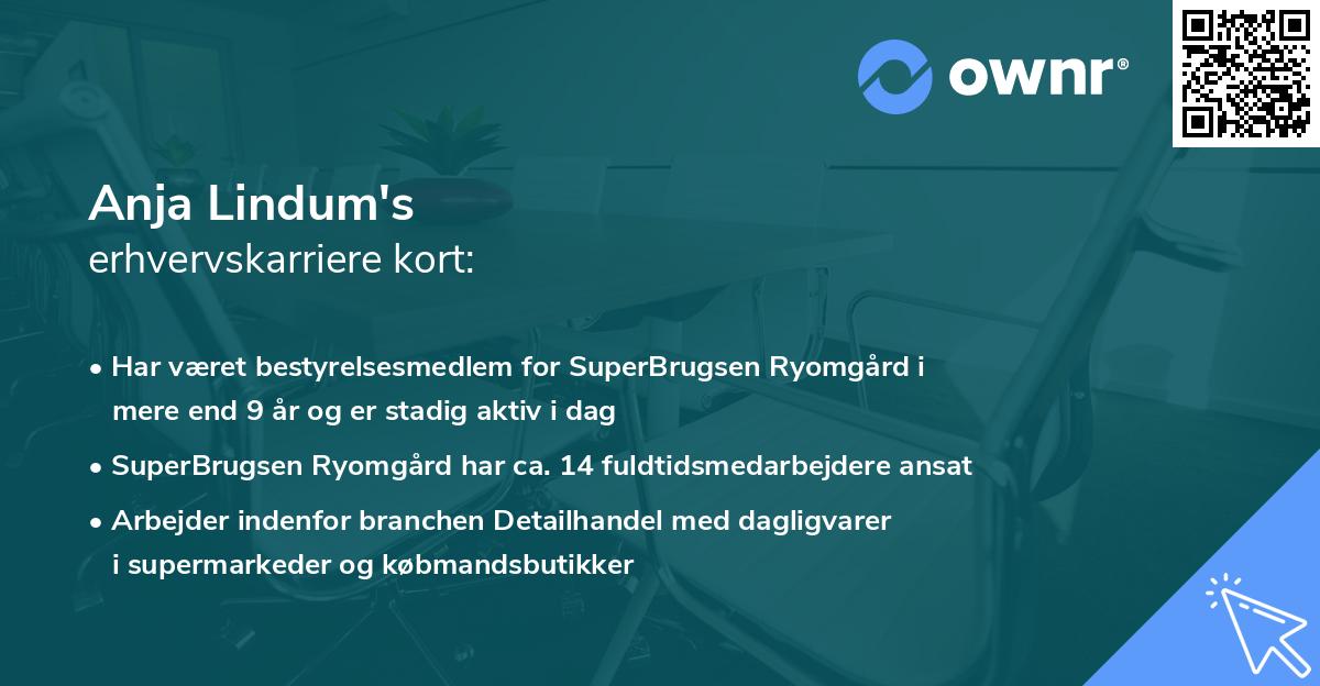 Anja Lindum's erhvervskarriere kort