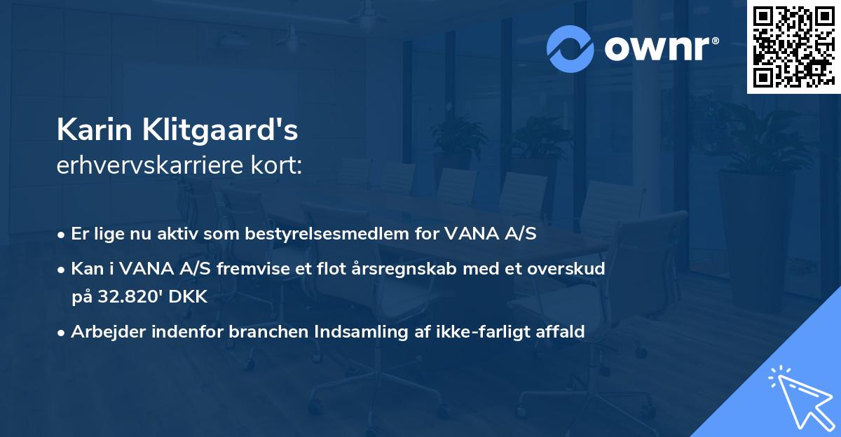 Karin Klitgaard's erhvervskarriere kort