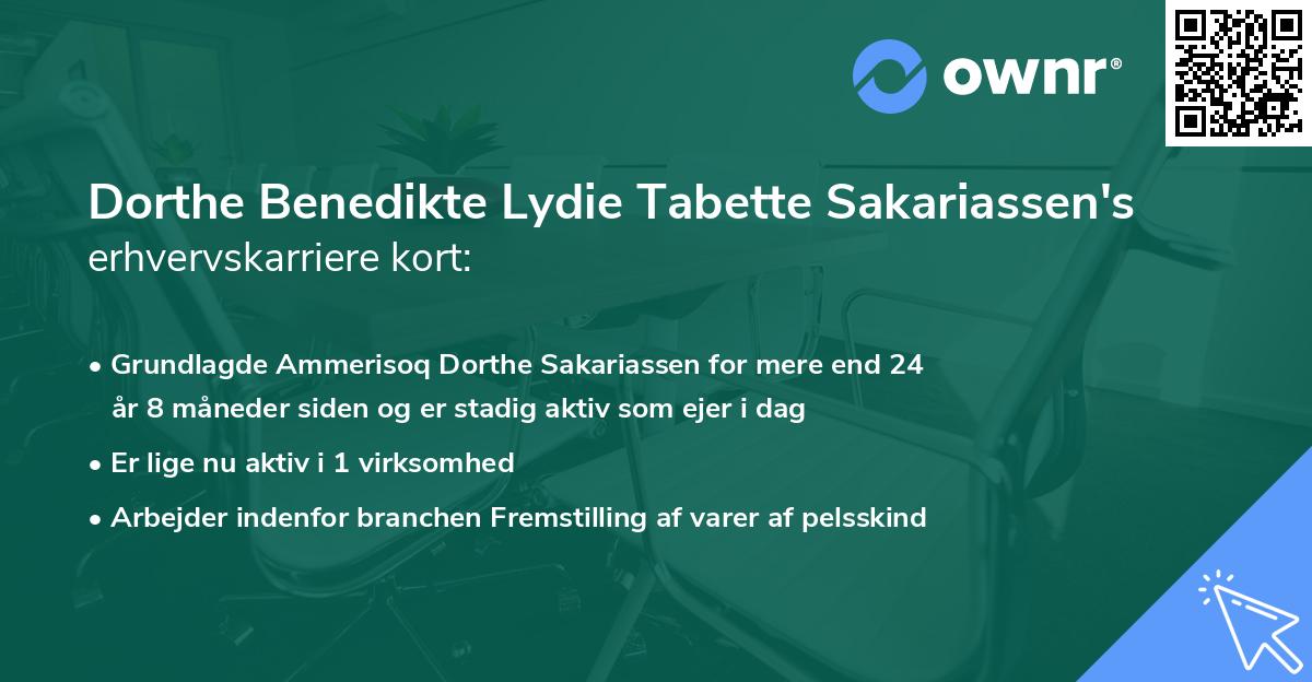 Dorthe Benedikte Lydie Tabette Sakariassen's erhvervskarriere kort