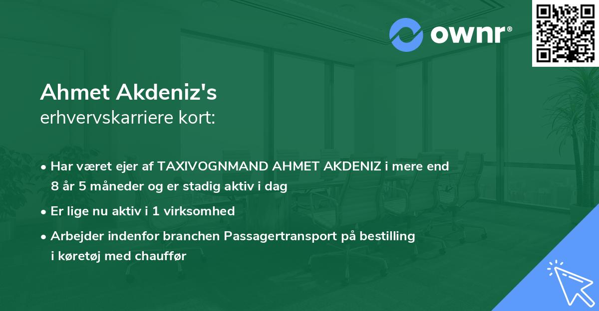 Ahmet Akdeniz's erhvervskarriere kort