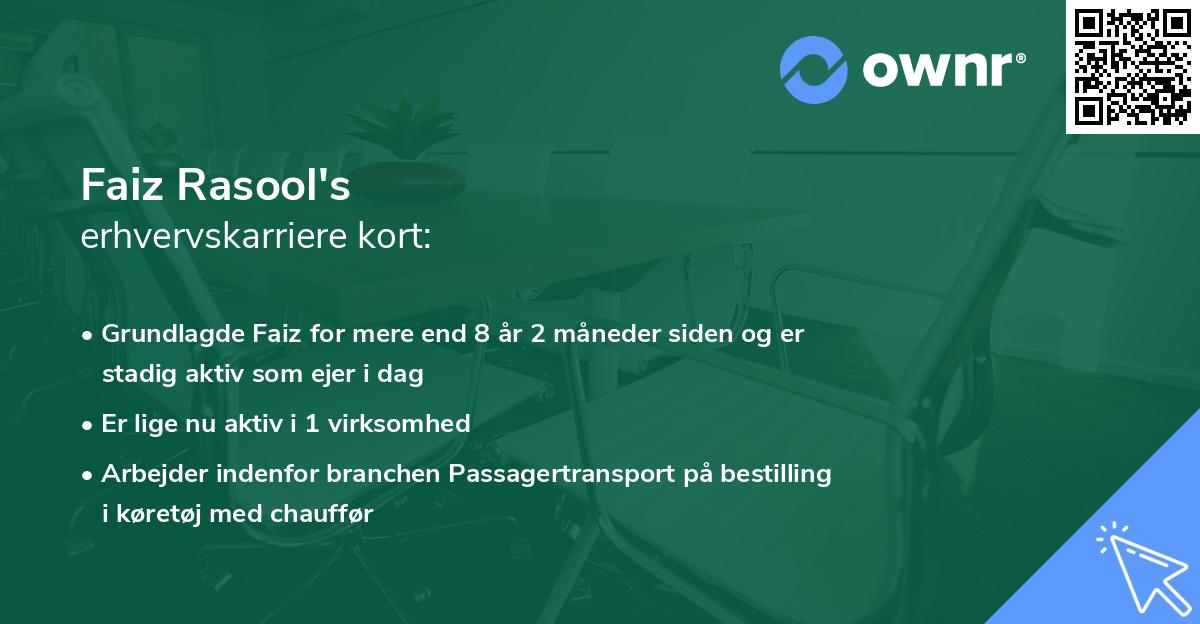 Faiz Rasool's erhvervskarriere kort