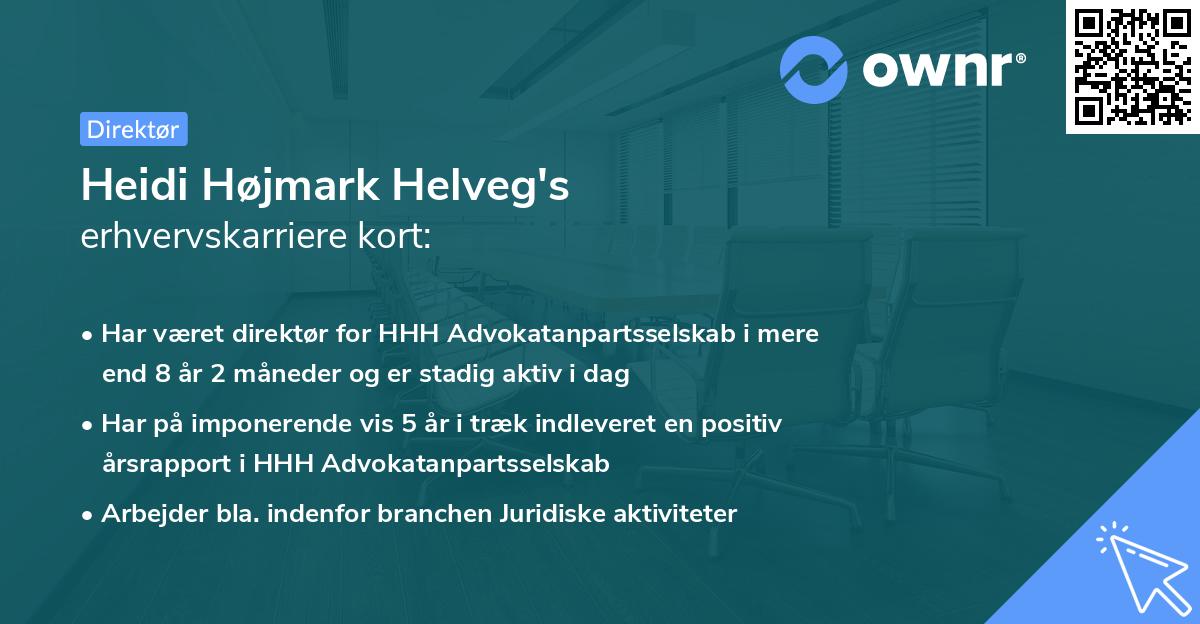 Heidi Højmark Helveg's erhvervskarriere kort