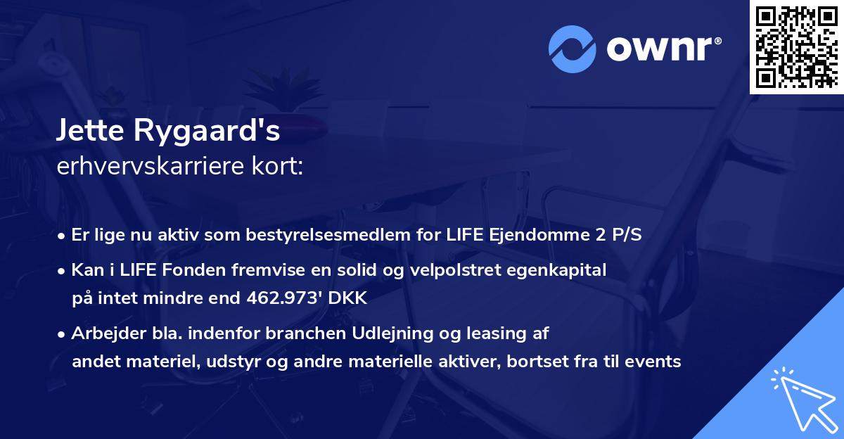 Jette Rygaard's erhvervskarriere kort