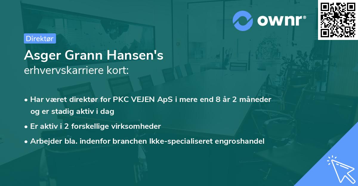 Asger Grann Hansen's erhvervskarriere kort