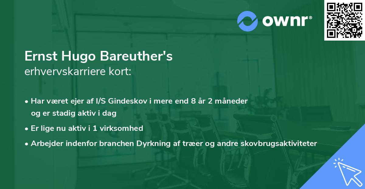 Ernst Hugo Bareuther's erhvervskarriere kort