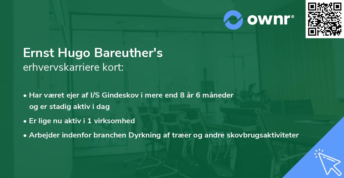 Ernst Hugo Bareuther's erhvervskarriere kort