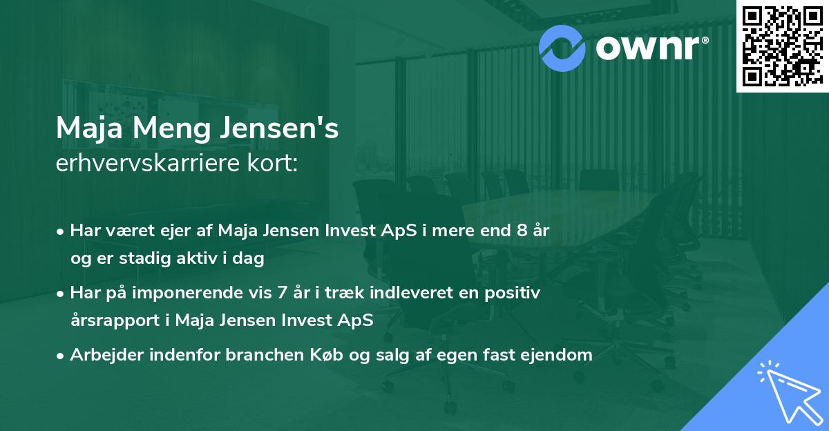 Maja Meng Jensen's erhvervskarriere kort