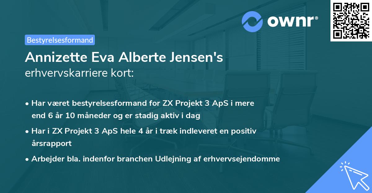 Annizette Eva Alberte Jensen's erhvervskarriere kort