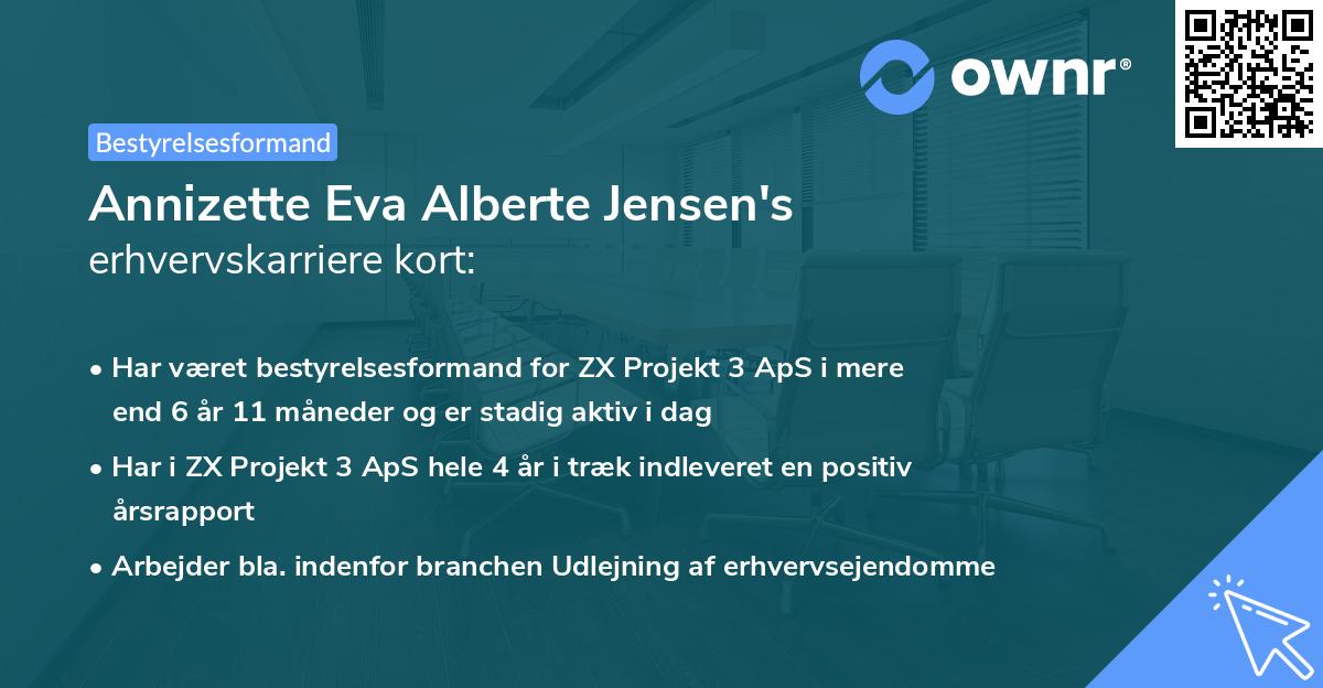 Annizette Eva Alberte Jensen's erhvervskarriere kort