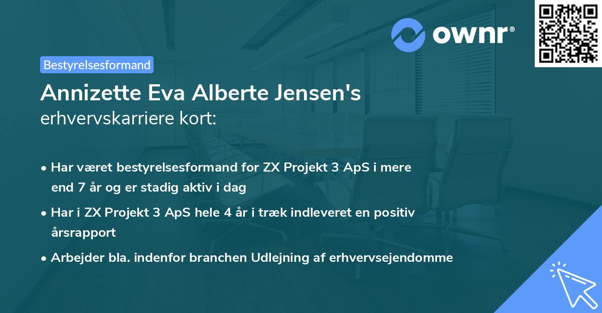 Annizette Eva Alberte Jensen's erhvervskarriere kort