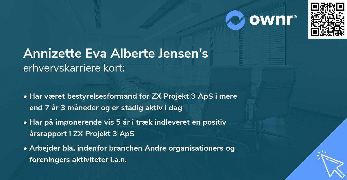 Annizette Eva Alberte Jensen's erhvervskarriere kort