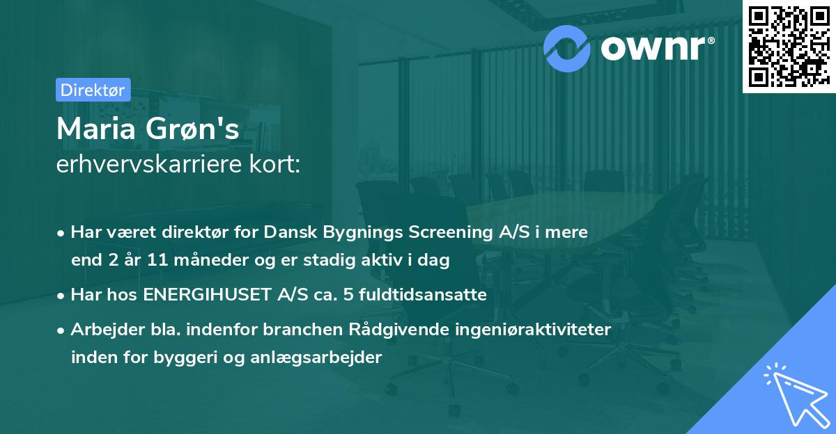 Maria Grøn's erhvervskarriere kort