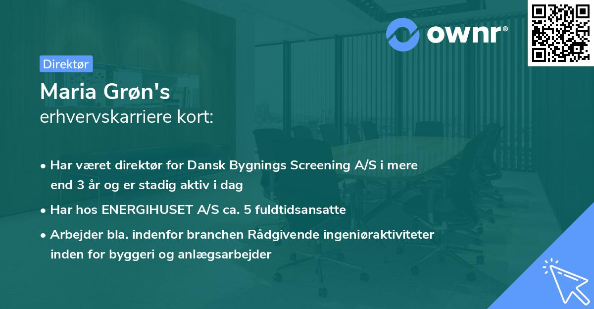 Maria Grøn's erhvervskarriere kort