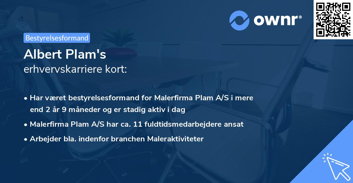 Albert Plam's erhvervskarriere kort