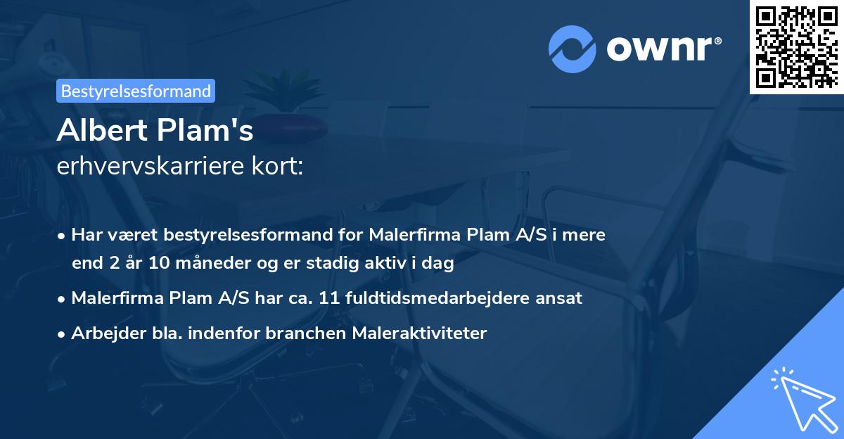 Albert Plam's erhvervskarriere kort
