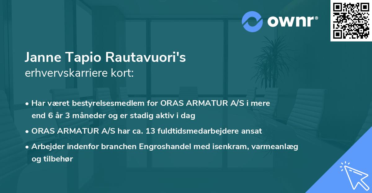 Janne Tapio Rautavuori's erhvervskarriere kort