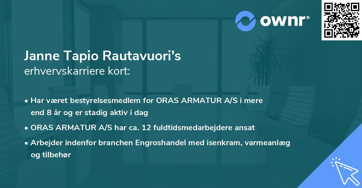 Janne Tapio Rautavuori's erhvervskarriere kort