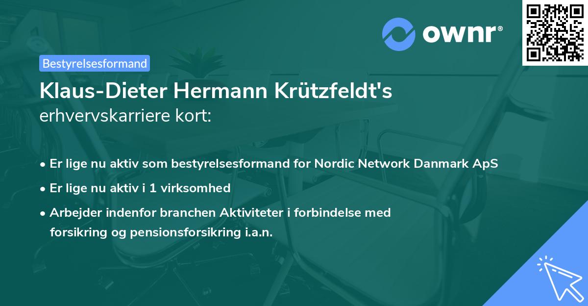 Klaus-Dieter Hermann Krützfeldt's erhvervskarriere kort