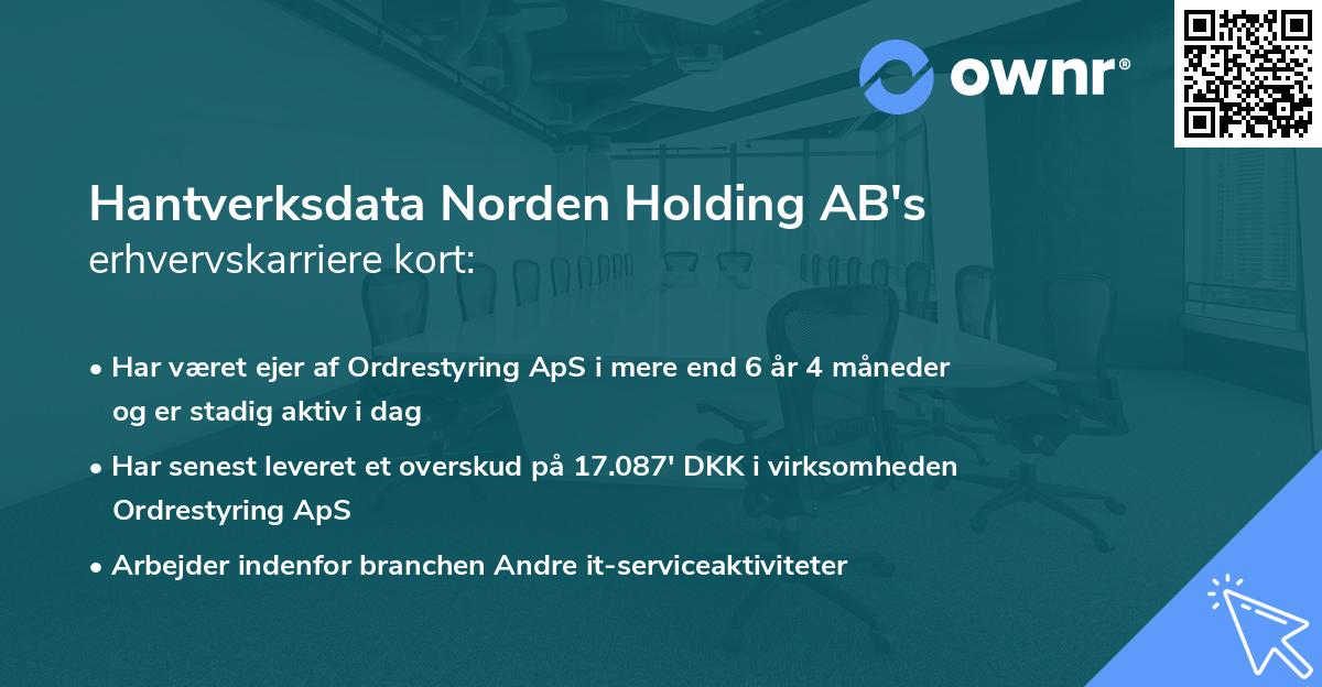 Hantverksdata Norden Holding AB's erhvervskarriere kort