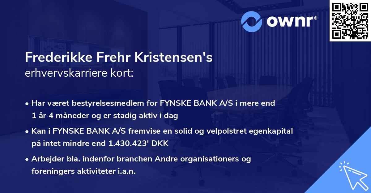 Frederikke Frehr Kristensen's erhvervskarriere kort