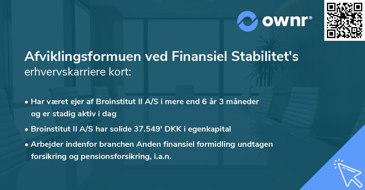 Afviklingsformuen ved Finansiel Stabilitet's erhvervskarriere kort