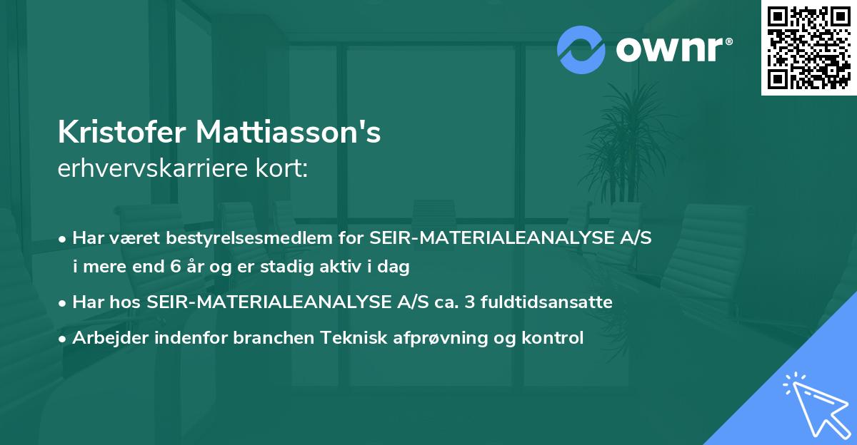 Kristofer Mattiasson's erhvervskarriere kort