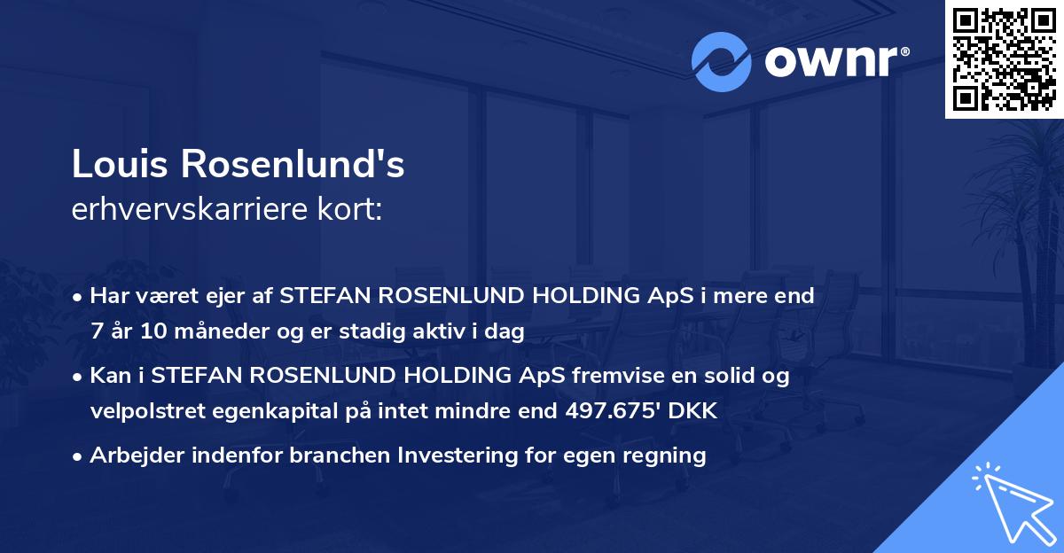 Louis Rosenlund's erhvervskarriere kort