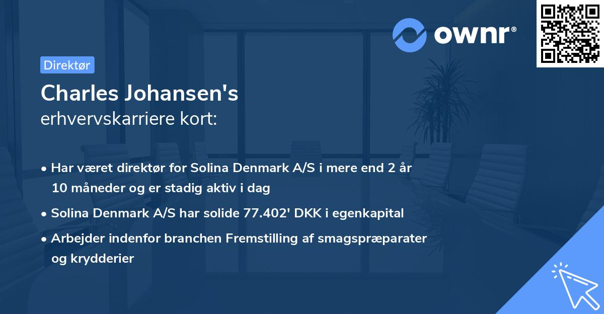 Charles Johansen's erhvervskarriere kort