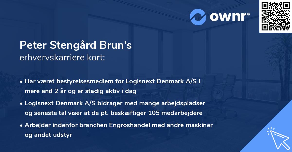 Peter Stengård Brun's erhvervskarriere kort