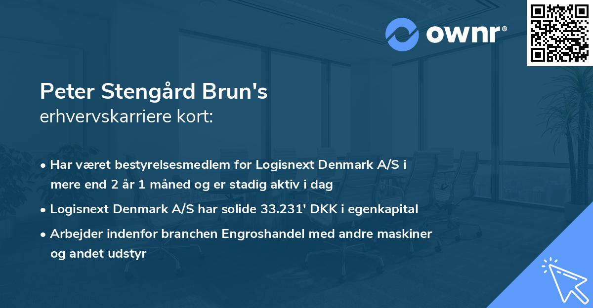 Peter Stengård Brun's erhvervskarriere kort