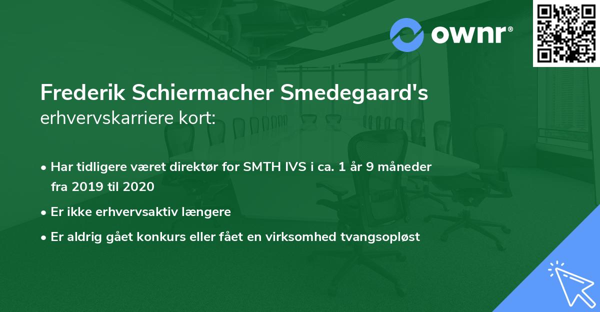 Frederik Schiermacher Smedegaard's erhvervskarriere kort